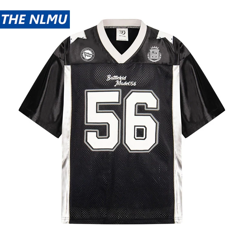 Color-Block V-Neck Jersey T-Shirt for Men and Women American Oversized Streetwear Loose Fit Short Sleeve Athletic Top
Color-Block V-Neck Jersey T-Shirt for Men and Women American Oversized Streetwear Loose Fit Short Sleeve Athletic Top