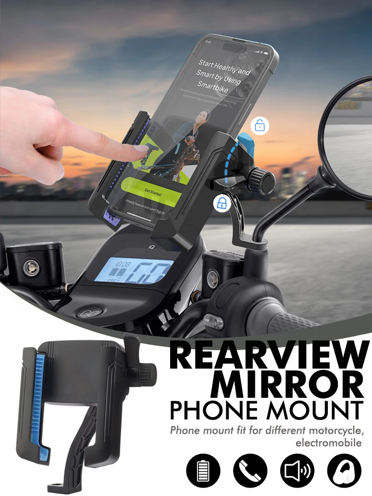 Motorcycle Rearview Mirror Phone Holder, Universal 4.7-7 Inch Phone Mount, Anti-Shake Adjustable Bracket for MTB Bike Electric
Motorcycle Rearview Mirror Phone Holder, Universal 4.7-7 Inch Phone Mount, Anti-Shake Adjustable Bracket for MTB Bike Electric