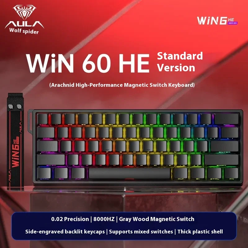 Tarantula Win60he Wooden Gray Magnetic Axis Keyboard Standard Edition Side Carved Rt 8khz Rgb E-Sports Game Keyboard
Tarantula Win60he Wooden Gray Magnetic Axis Keyboard Standard Edition Side Carved Rt 8khz Rgb E-Sports Game Keyboard