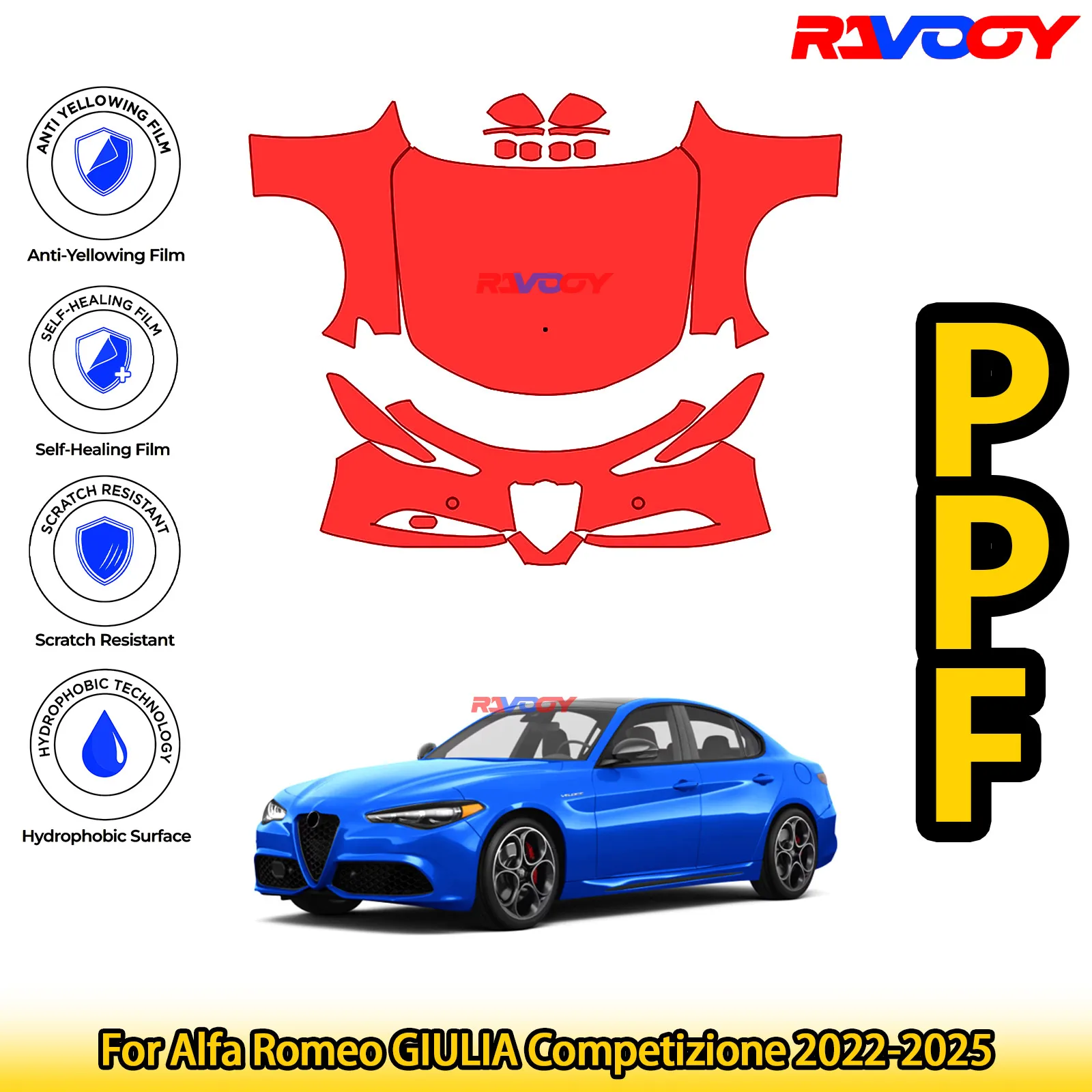 Для Alfa Romeo GIULIA Competizione 2022-2025 глянцевая матовая черная предварительно вырезанная передняя защитная пленка PPF комплект
Для Alfa Romeo GIULIA Competizione 2022-2025 глянцевая матовая черная предварительно вырезанная передняя защитная пленка PPF комплект