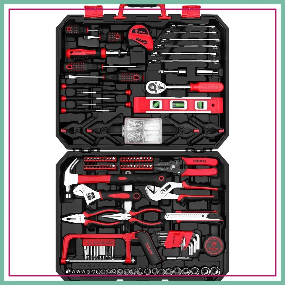 228 Piece Home Tool Kit, Household Basic Repair Tool Set with Plastic Storage Case, Socket Wrench Set for Car-Red
228 Piece Home Tool Kit, Household Basic Repair Tool Set with Plastic Storage Case, Socket Wrench Set for Car-Red