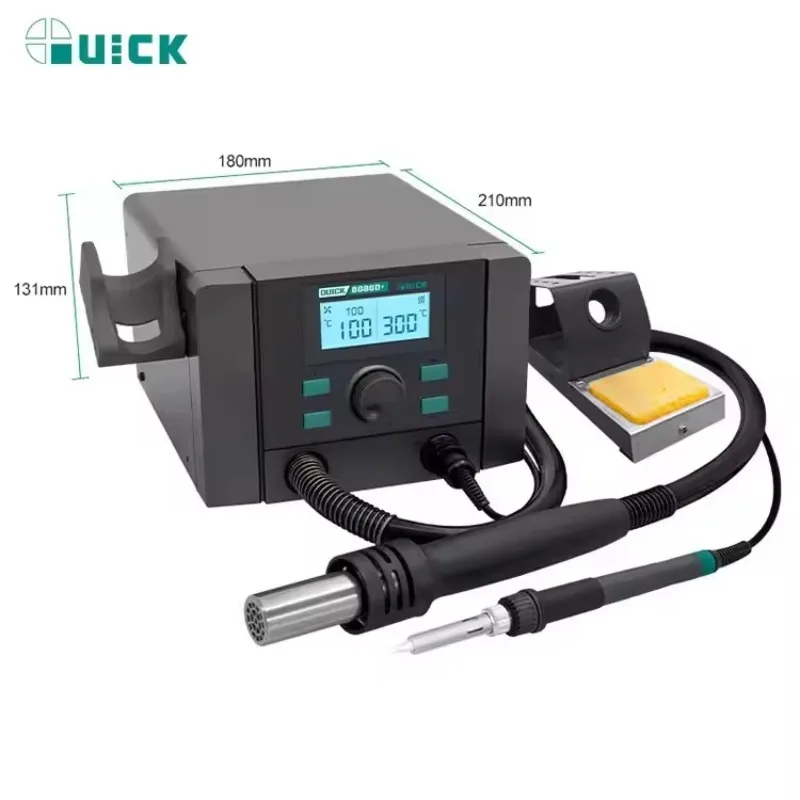 220V Quick 8686D+ 2 in 1 Hot Air SMD Rework Station Soldering Station Maintenance System for Mobile Repair
220V Quick 8686D+ 2 in 1 Hot Air SMD Rework Station Soldering Station Maintenance System for Mobile Repair