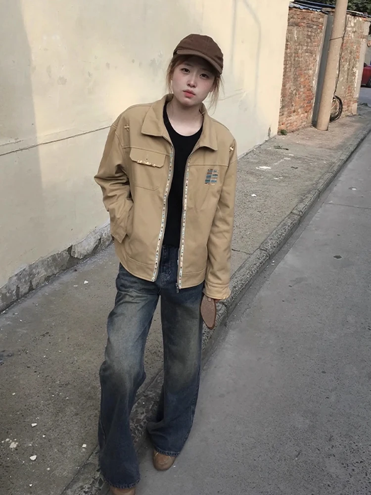 Khaki American Stitched Workwear Jaet ex Spring Autumn Cleanfit Sle Baseball orm Top Versatile Long Sve Zipper
Khaki American Stitched Workwear Jaet ex Spring Autumn Cleanfit Sle Baseball orm Top Versatile Long Sve Zipper