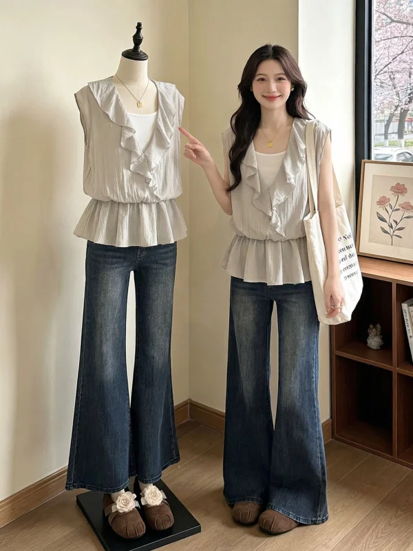 Pleated Shoulder Short Sleeve Shirt Women's Beautiful Waist-Cinching Top Korean Style Commute Fashion plus Size Summer New
Pleated Shoulder Short Sleeve Shirt Women's Beautiful Waist-Cinching Top Korean Style Commute Fashion plus Size Summer New