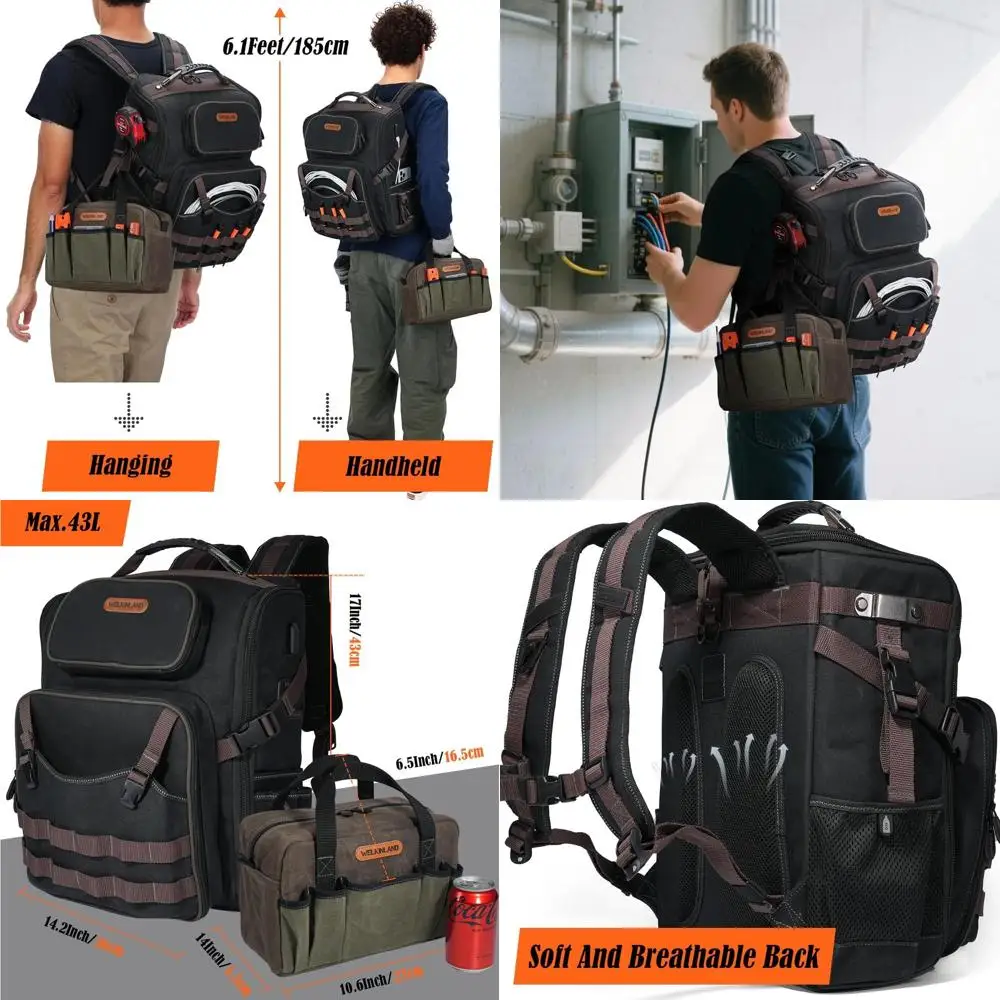 Набор из 60-секционной водонепроницаемой холщовой сумки для инструментов электрика с полностью раскрывающимся рюкзаком механика
Набор из 60-секционной водонепроницаемой холщовой сумки для инструментов электрика с полностью раскрывающимся рюкзаком механика