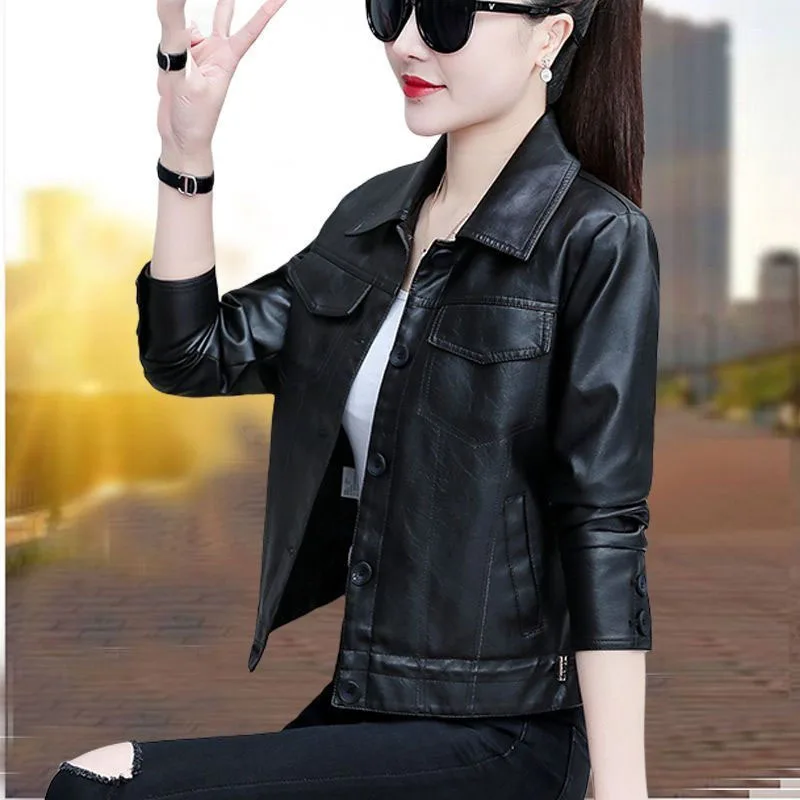 Short Locomotive Coat Women's Washed PU Leather Jacket 2026 NEW Spring Autumn Korean Style Fashion Versatile Casual Jacket
Short Locomotive Coat Women's Washed PU Leather Jacket 2026 NEW Spring Autumn Korean Style Fashion Versatile Casual Jacket