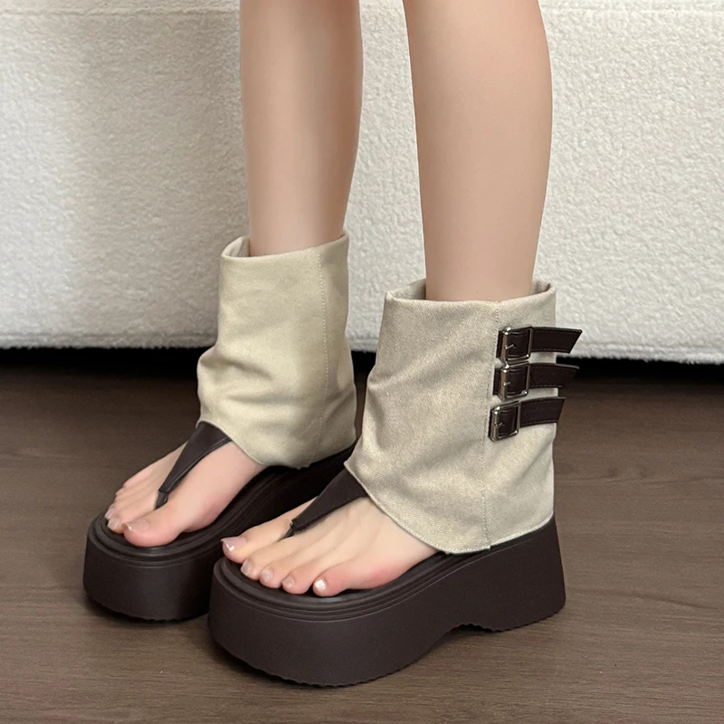 Women Ladies Roman Gladiator Buckle Platform Ankle Boots Thong Sandals Canvas Open Toe Slip On Casual Summer Wedge Sandals Shoes
Women Ladies Roman Gladiator Buckle Platform Ankle Boots Thong Sandals Canvas Open Toe Slip On Casual Summer Wedge Sandals Shoes