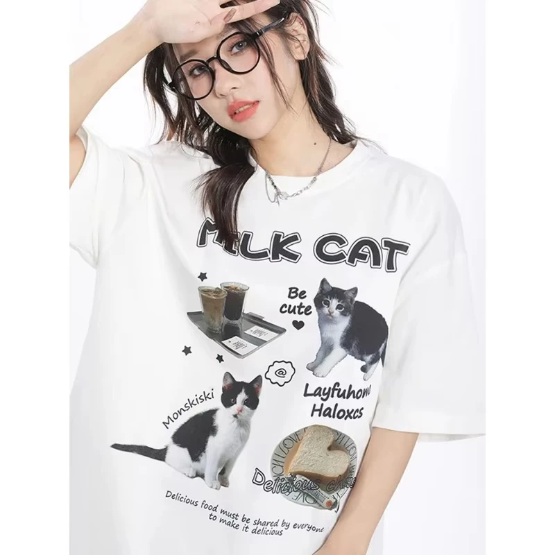 Футболка с цветочным принтом, мягкая дышащая повседневная удобная футболка большого размера в стиле аниме Kawaii Cat Harajuku, эстетичная летняя корейская футболка
Футболка с цветочным принтом, мягкая дышащая повседневная удобная футболка большого размера в стиле аниме Kawaii Cat Harajuku, эстетичная летняя корейская футболка