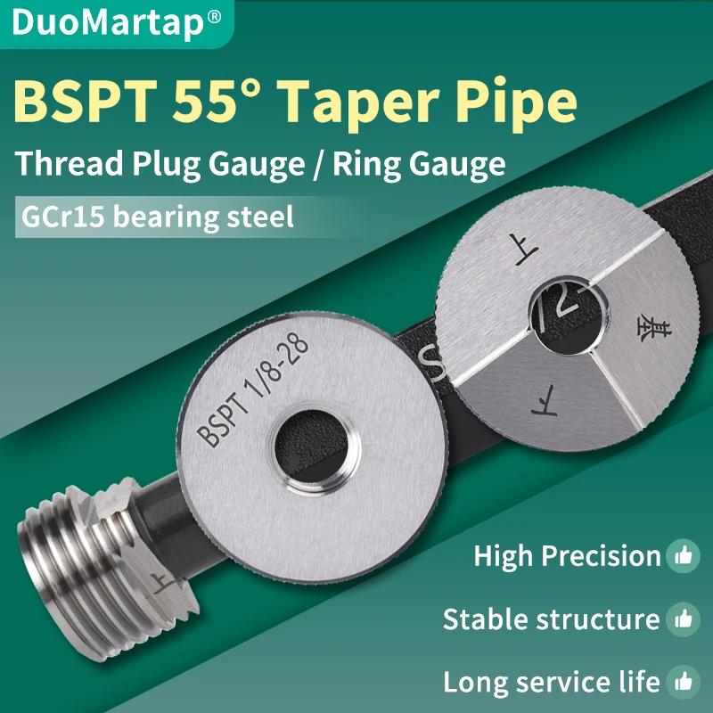 DUOMarTAP 1PCS/SET BSPT Taper Pipe Thread Plug/Ring Gauge Measure Tool BSPT 1/16~3/4 1''-- 1''1/4 1''1/2 2''-- 2''1/2 3'' 3''1/2
DUOMarTAP 1PCS/SET BSPT Taper Pipe Thread Plug/Ring Gauge Measure Tool BSPT 1/16~3/4 1''-- 1''1/4 1''1/2 2''-- 2''1/2 3'' 3''1/2