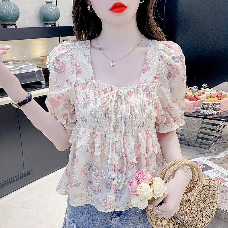 Korean Style Retro Embroidered Floral Ruffle Tie Square Neck Puff Blouse Fairy Short Sleeve Top Shirt
Korean Style Retro Embroidered Floral Ruffle Tie Square Neck Puff Blouse Fairy Short Sleeve Top Shirt