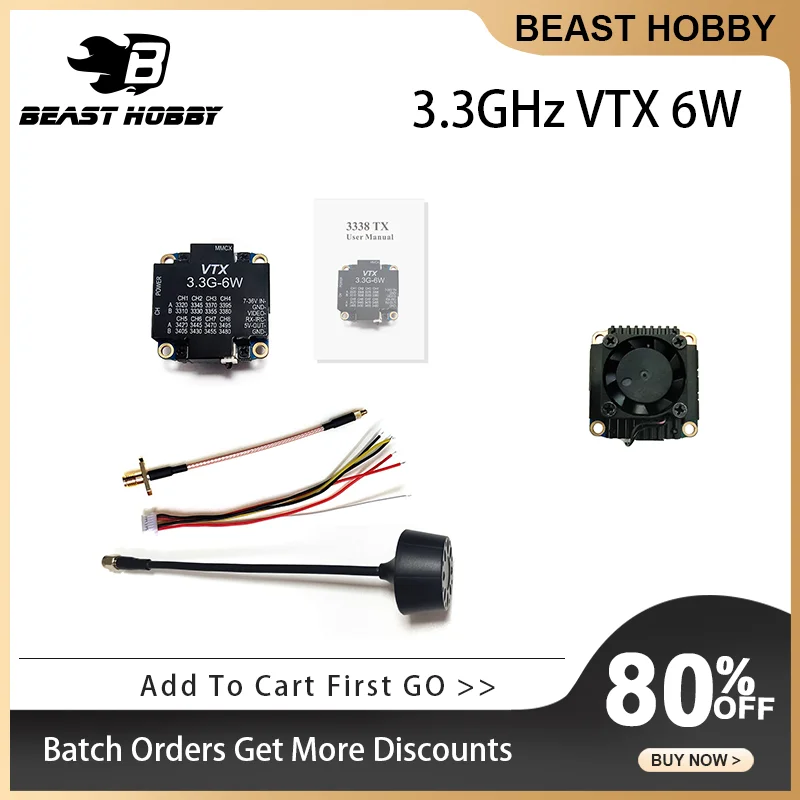 BEASTHOBBY 3,3 ГГц VTX 6 Вт видеопередатчик VTX 8CH 6000 МВт для FPV RC Racing Drone Goggles
BEASTHOBBY 3,3 ГГц VTX 6 Вт видеопередатчик VTX 8CH 6000 МВт для FPV RC Racing Drone Goggles