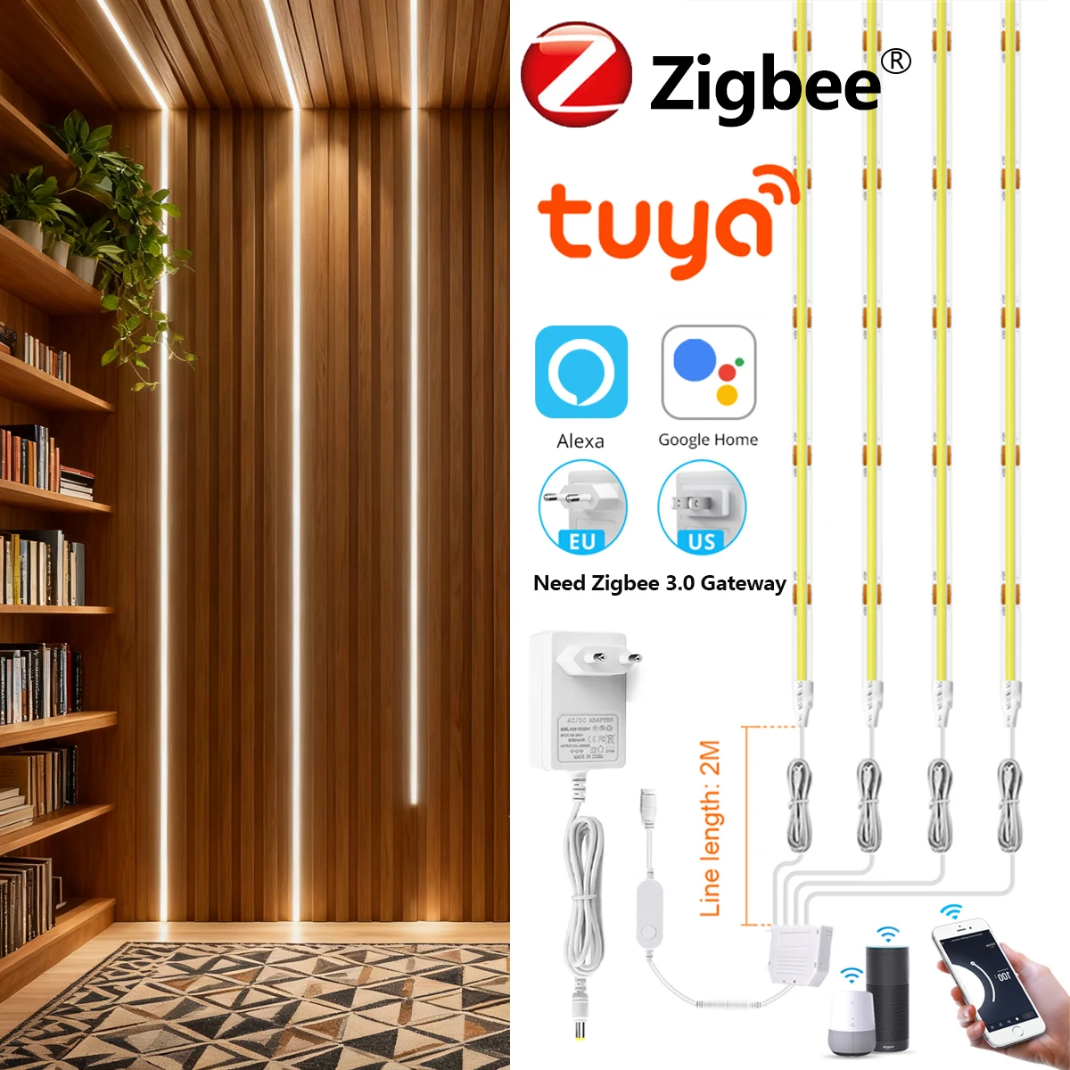 Контроллер 12В Smart Zigbee 3.0 для светодиодных лент, диммируемый, для настенных светильников FCOB, атмосферный декор, управление через приложение Tuya, голосовое управление Alexa и Google Assistant
Контроллер 12В Smart Zigbee 3.0 для светодиодных лент, диммируемый, для настенных светильников FCOB, атмосферный декор, управление через приложение Tuya, голосовое управление Alexa и Google Assistant
