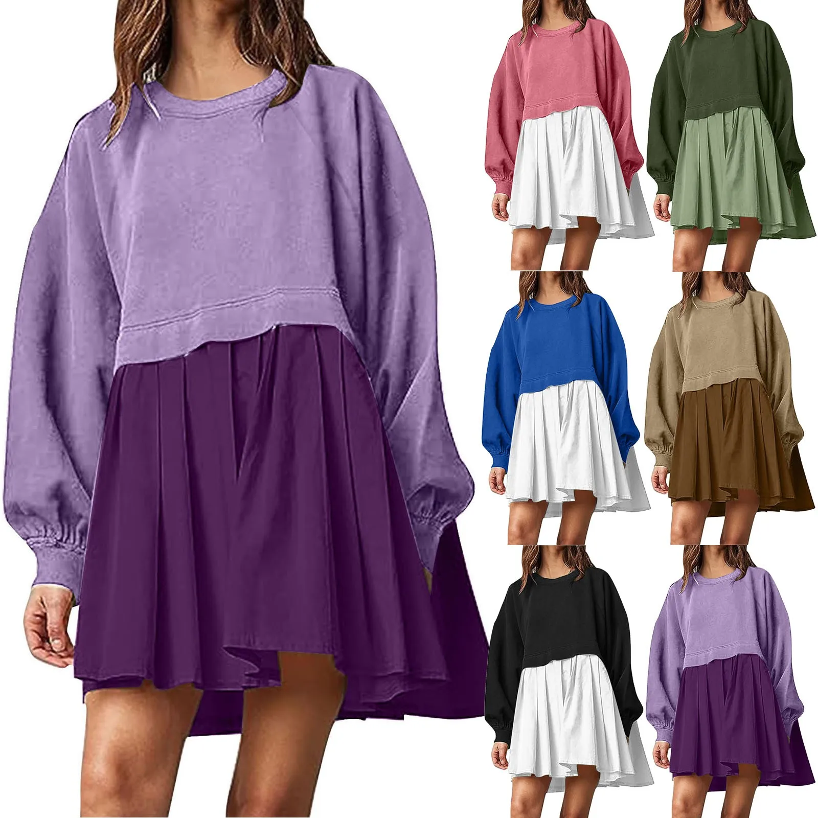 Women Oversized Sweatshirt Dress 2023 Autumn Patchwork Long Sleeve Crewneck Pullover Loose Sweatshirts Mini Dress Female Robe
Women Oversized Sweatshirt Dress 2023 Autumn Patchwork Long Sleeve Crewneck Pullover Loose Sweatshirts Mini Dress Female Robe