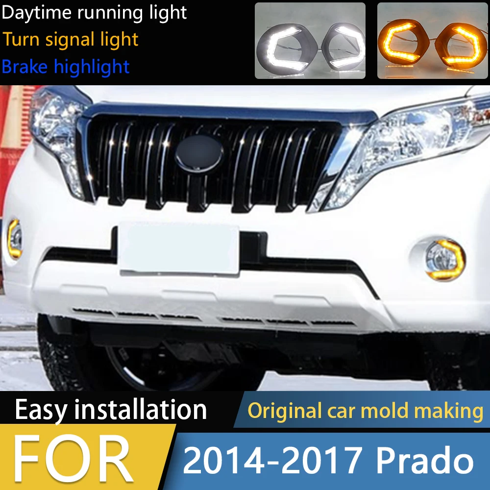 Car DRL For Land Cruiser Prado FJ150 2700 4000 LC150 2014 2015 2016 LED Daytime running light fog lamp cvoer with turn signal 
Car DRL For Land Cruiser Prado FJ150 2700 4000 LC150 2014 2015 2016 LED Daytime running light fog lamp cvoer with turn signal