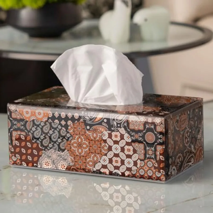 Glass Tissue Box Cover, Patchwork Pattern Brown Decorative Tissue Holder with Velvet Lining, Luxury Gift Ideal for Home Decor,
Glass Tissue Box Cover, Patchwork Pattern Brown Decorative Tissue Holder with Velvet Lining, Luxury Gift Ideal for Home Decor,