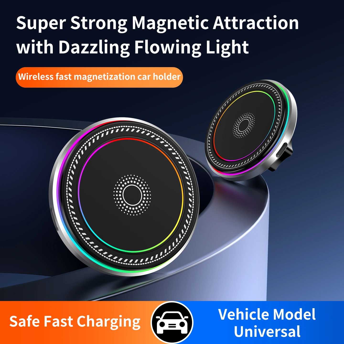 T60 15W UltraFast Magnetic Wireless Car Charger – N52 Grade Strong Suction, RGB Ambient Light, Mechanical Sound, 360° Rotation f
T60 15W UltraFast Magnetic Wireless Car Charger – N52 Grade Strong Suction, RGB Ambient Light, Mechanical Sound, 360° Rotation f