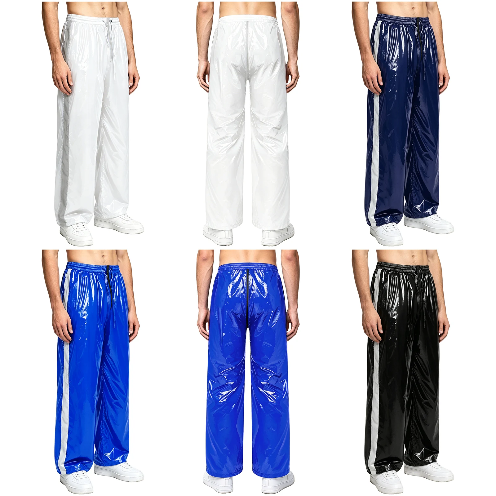 Mens Shiny Waterproof Sweat PU Leather Pants Reflective Zipper Crotch Loose Wide Leg Athletic Pants Trousers Streetwear
Mens Shiny Waterproof Sweat PU Leather Pants Reflective Zipper Crotch Loose Wide Leg Athletic Pants Trousers Streetwear