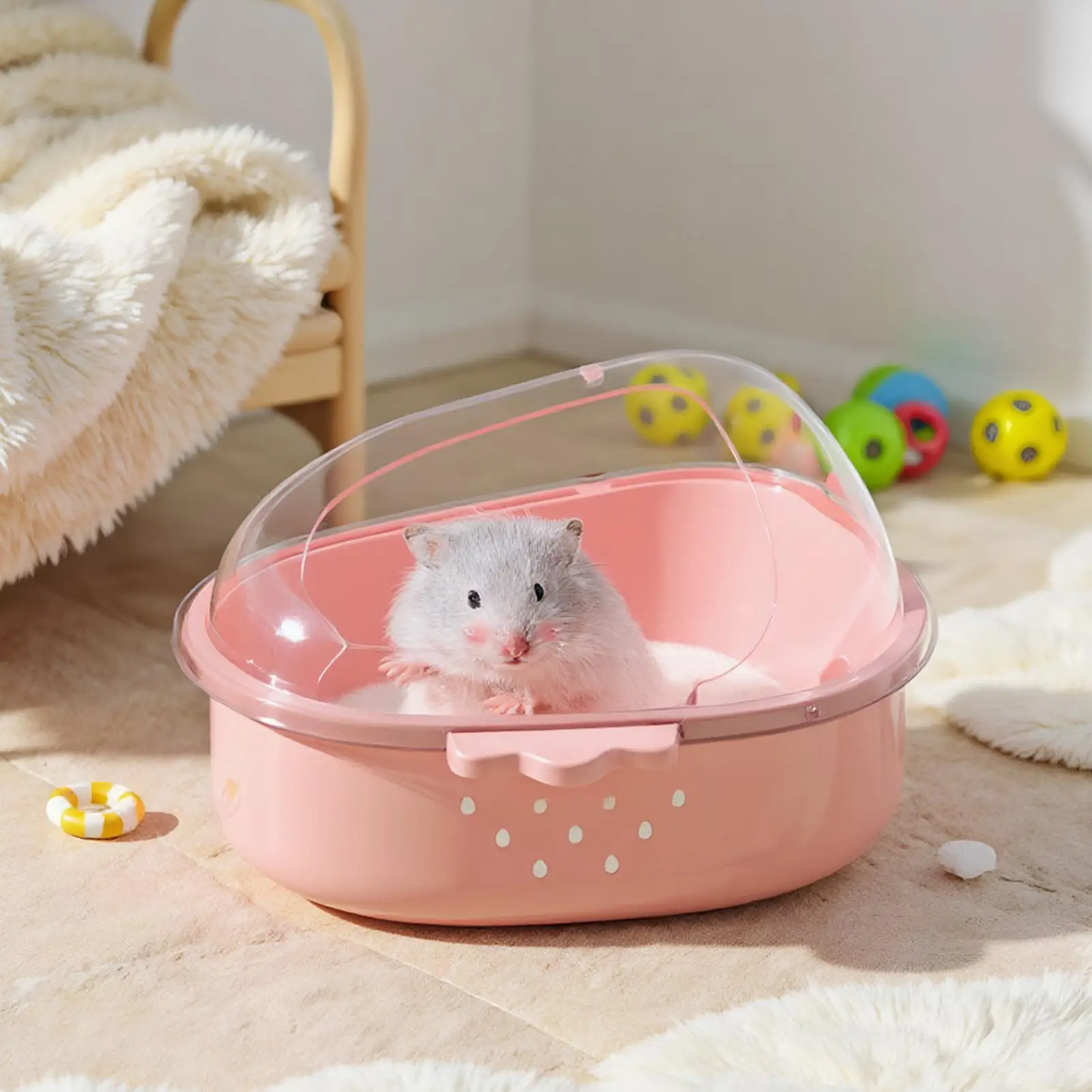 Hamster Sand Bath Container Transparent Top Hamster Bath Sandbox Pet Bathtub for Grooming Cleaning Hiding Sleeping Playing
Hamster Sand Bath Container Transparent Top Hamster Bath Sandbox Pet Bathtub for Grooming Cleaning Hiding Sleeping Playing