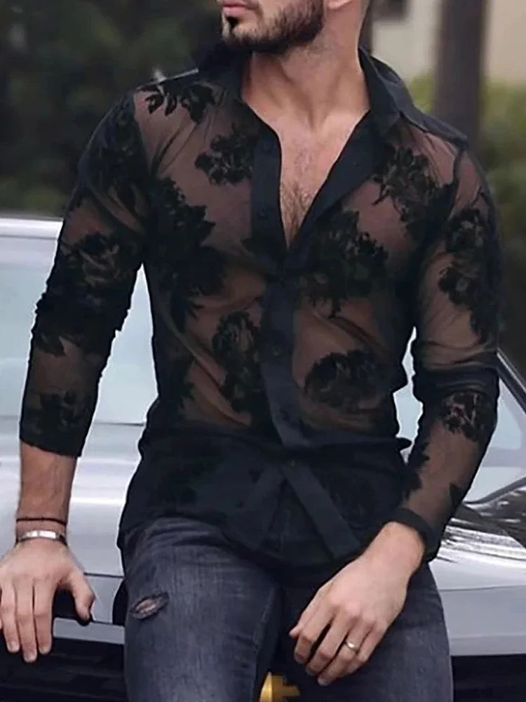 Sexy Sheer Mesh Floral Lace Shirt for Men 2026 Fashion Thin Summer Long Sleeve Button Down Rave Night Party Clubwear Shirts Male
Sexy Sheer Mesh Floral Lace Shirt for Men 2026 Fashion Thin Summer Long Sleeve Button Down Rave Night Party Clubwear Shirts Male