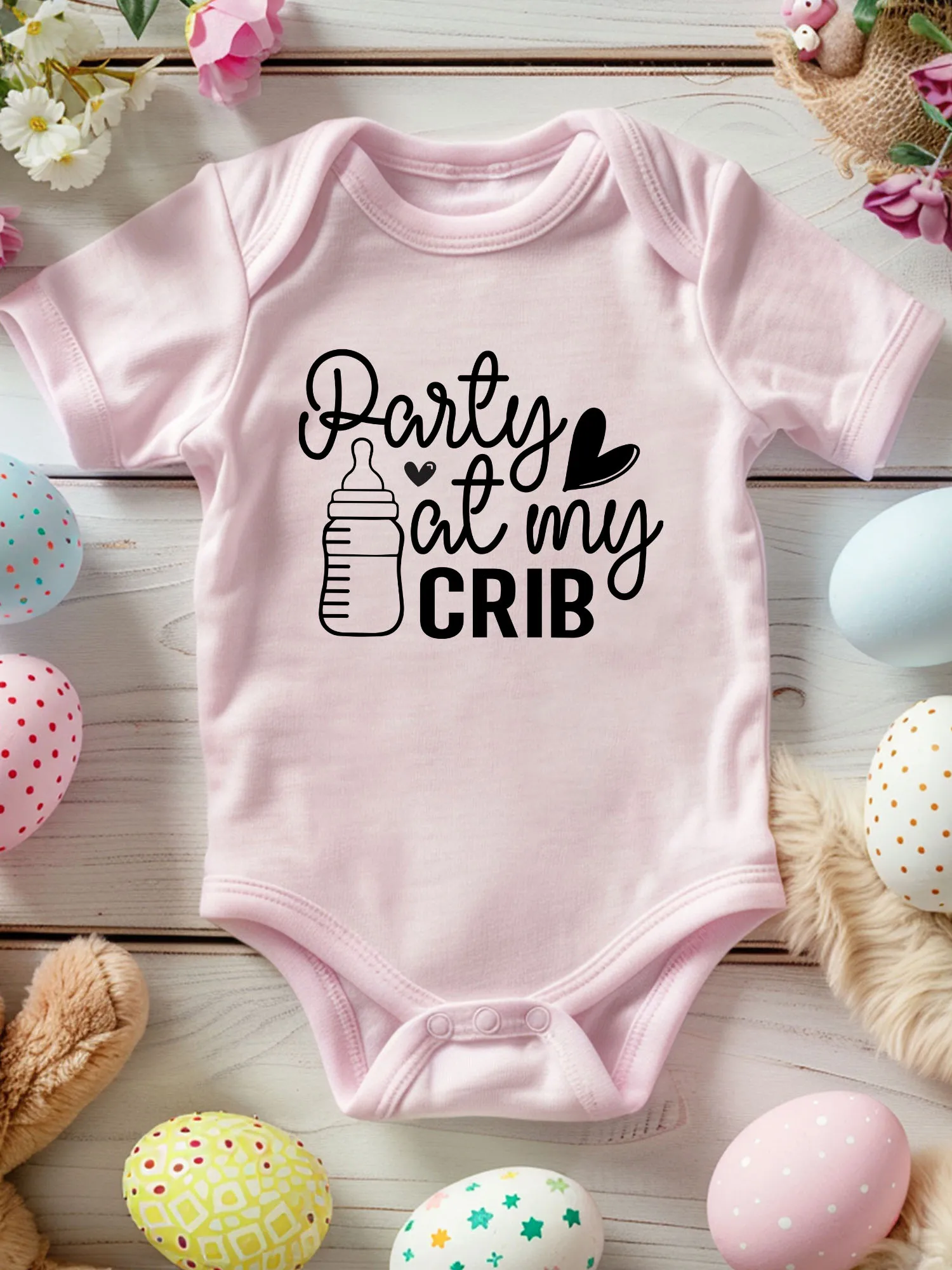 Party At My Crib Unisex Baby Crawling Suit, 100% Cotton Soft Onesie, All-Season Wear Pink Bodysuit 190GSM
Party At My Crib Unisex Baby Crawling Suit, 100% Cotton Soft Onesie, All-Season Wear Pink Bodysuit 190GSM