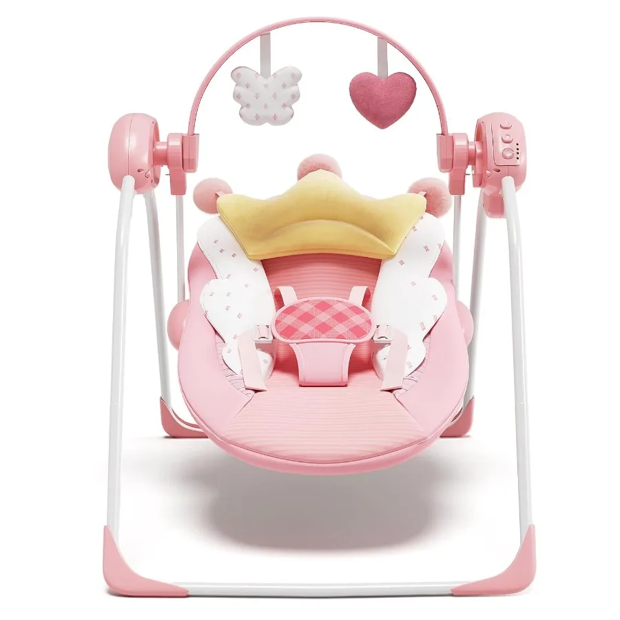 Portable Infant Swing for Newborn Girls 0-9 Months Pink Soft Cushion with Music Adjustable Speed Timing 20 lbs Lightweight Desi
Portable Infant Swing for Newborn Girls 0-9 Months Pink Soft Cushion with Music Adjustable Speed Timing 20 lbs Lightweight Desi