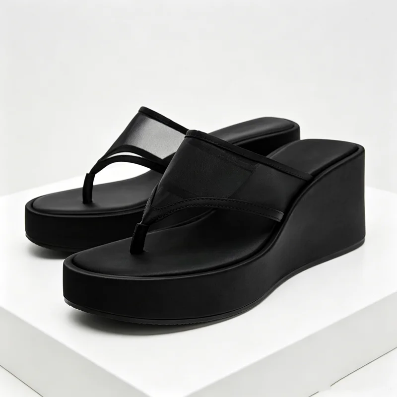 Black Mesh Strap Wedge Heel Sandals Women Sexy Clip Toe Platform Slippers for Ladies Summer Street Style Flip Flops for Ladies
Black Mesh Strap Wedge Heel Sandals Women Sexy Clip Toe Platform Slippers for Ladies Summer Street Style Flip Flops for Ladies
