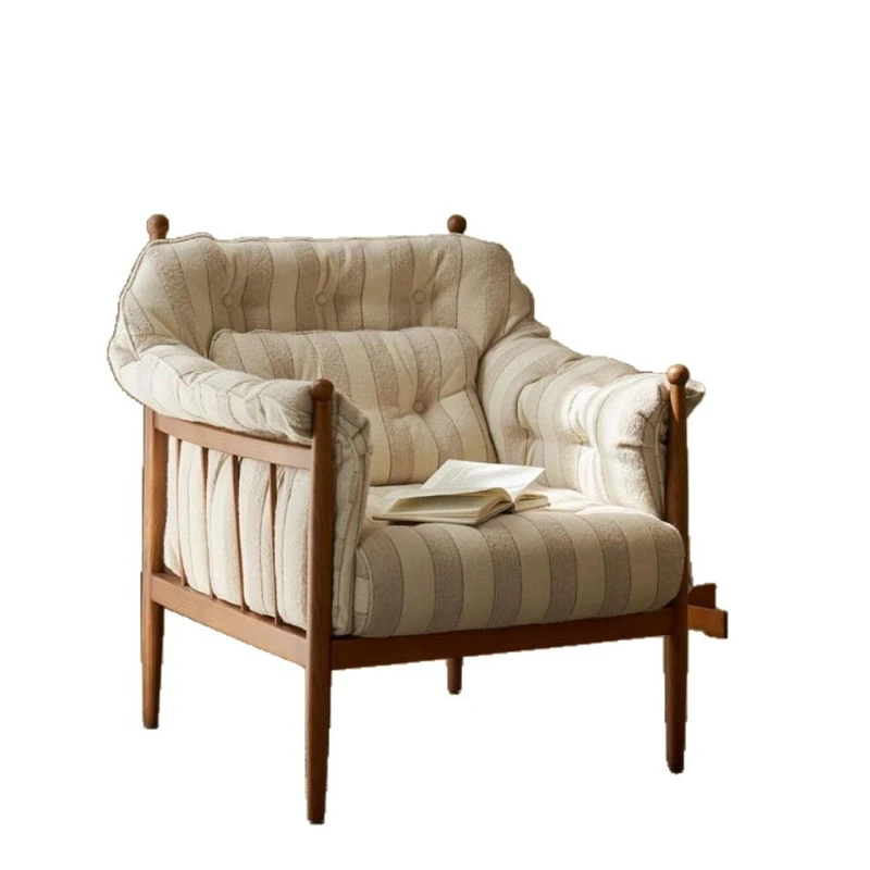 Medieval leisure chair fabric striped light French small apartment household living room bedroom single solid wood sofa
Medieval leisure chair fabric striped light French small apartment household living room bedroom single solid wood sofa