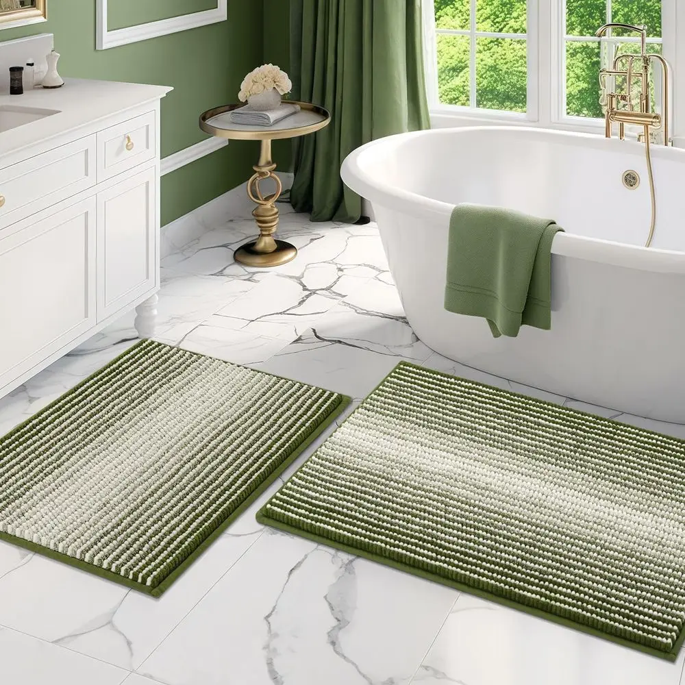 2-Piece Thick Chenille Bath Mat Set, Non-Slip, Washable, Sage, 20x32 & 16x24
2-Piece Thick Chenille Bath Mat Set, Non-Slip, Washable, Sage, 20x32 & 16x24