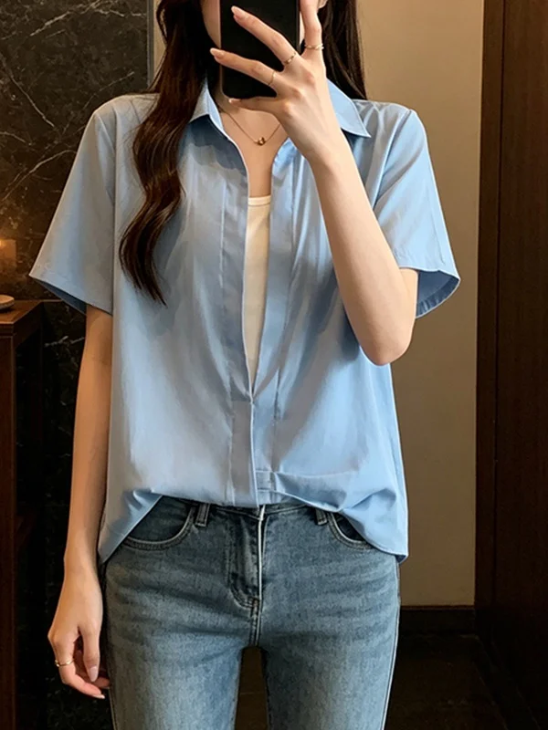 plus Size Summer Fashion Casual Short Sleeve Top Color Block Trendy Shirt Women's Clothing Korean Style Commute Wind
plus Size Summer Fashion Casual Short Sleeve Top Color Block Trendy Shirt Women's Clothing Korean Style Commute Wind