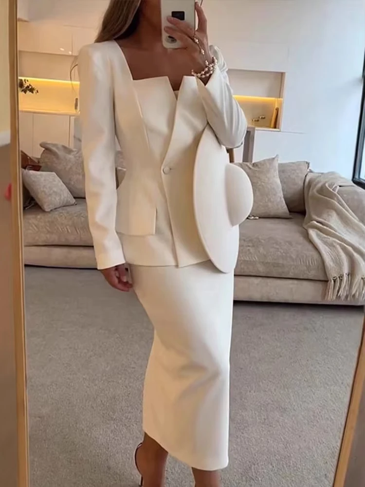 Elegant Blazer Coat Skirt Set Women Double Breasted Square Collar Slim Jacket And Midi Skirts Suits 2 Pieces Office Chic Outfits
Elegant Blazer Coat Skirt Set Women Double Breasted Square Collar Slim Jacket And Midi Skirts Suits 2 Pieces Office Chic Outfits