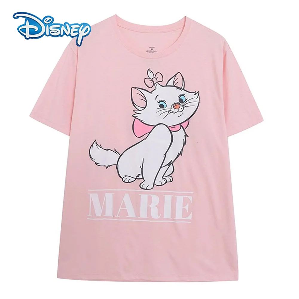 Disney T-shirt Marie Cat Women Letter Short Sleelve Tee O Neck Loose Casual Jumper Cute Bow Pink Tops Unisex Couple Top 2025
Disney T-shirt Marie Cat Women Letter Short Sleelve Tee O Neck Loose Casual Jumper Cute Bow Pink Tops Unisex Couple Top 2025