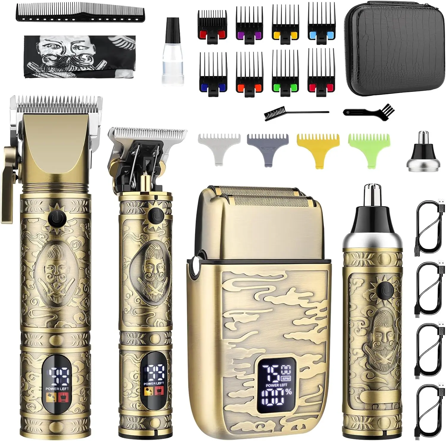 Professional Hair Clippers for Men, Cordless Beard Trimmer Kit with LED Display, Electric Shaver & Grooming Set for Barber
Professional Hair Clippers for Men, Cordless Beard Trimmer Kit with LED Display, Electric Shaver & Grooming Set for Barber