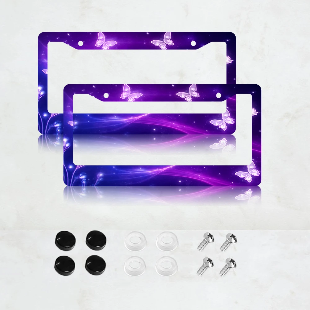 2PC 2-Hole License Plate Frame, Purple Butterfly Design, Aluminum, 6x12 Inches, with Screws, American Standard Size
2PC 2-Hole License Plate Frame, Purple Butterfly Design, Aluminum, 6x12 Inches, with Screws, American Standard Size