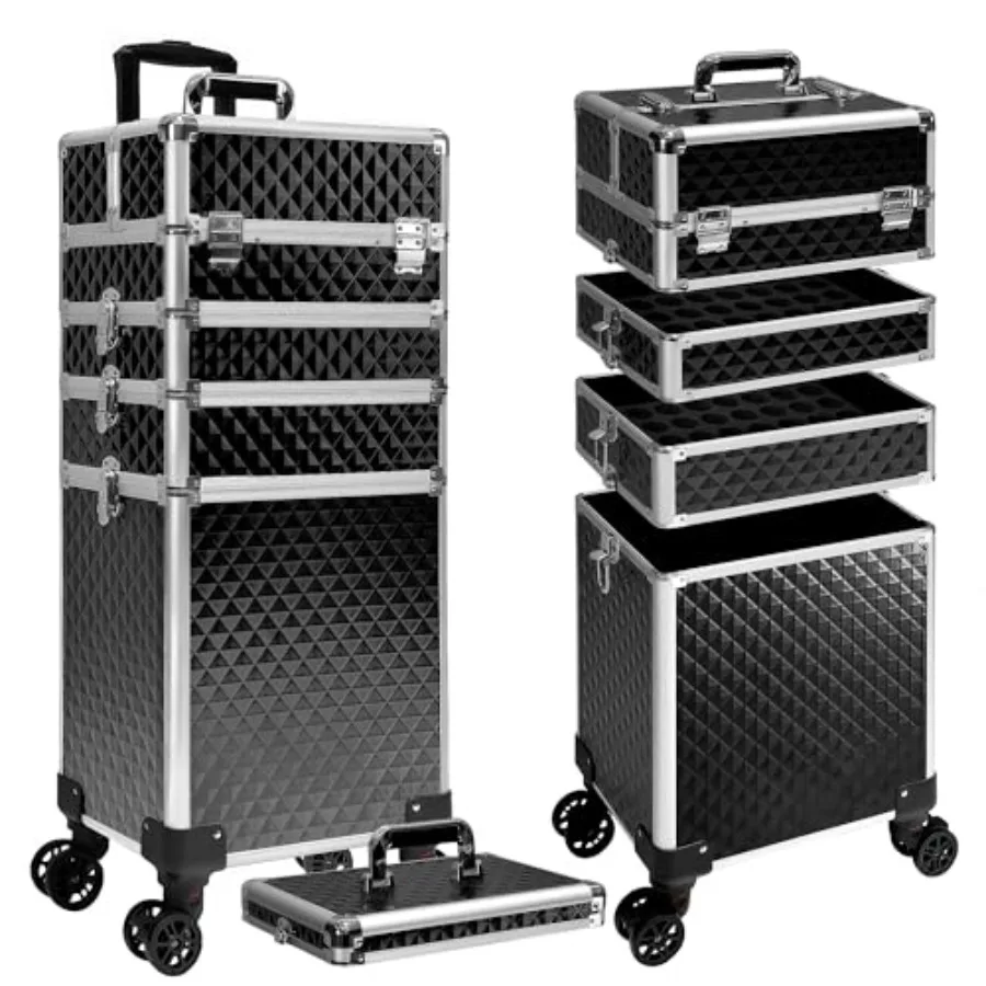 5 in 1 Rolling Makeup Train Case Professional Cosmetic Trolley Large Storage Organizer on Wheels for Hairstylist Artist Nail Be
5 in 1 Rolling Makeup Train Case Professional Cosmetic Trolley Large Storage Organizer on Wheels for Hairstylist Artist Nail Be