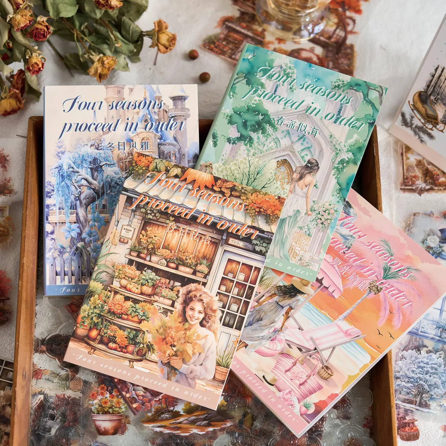 20 Sheets/pack PET Sticker 4 Seasons Proceed in Order Girls Landscape Junk Journal Scrapbooking Material Decoration Sticker Book
20 Sheets/pack PET Sticker 4 Seasons Proceed in Order Girls Landscape Junk Journal Scrapbooking Material Decoration Sticker Book