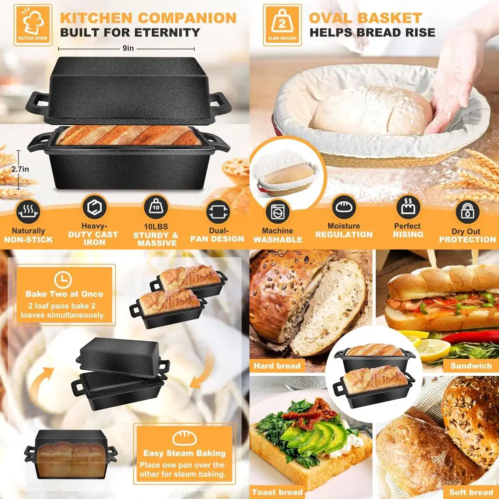 9 x 5 Cast Iron Loaf Pan with Lid and Sourdough Bread Starter Kit
9 x 5 Cast Iron Loaf Pan with Lid and Sourdough Bread Starter Kit