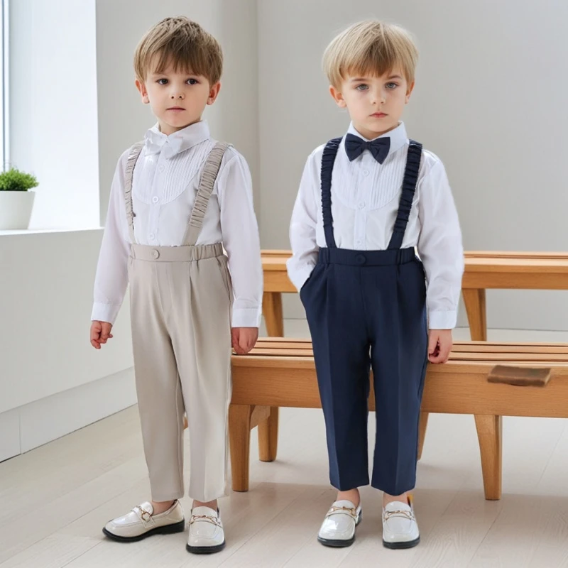 School Uniform for Boys Long Sleeve Shirt Back Strap Pants Outfits Children Formal Wedding Costume Toddler Birthday Blazer Set
School Uniform for Boys Long Sleeve Shirt Back Strap Pants Outfits Children Formal Wedding Costume Toddler Birthday Blazer Set