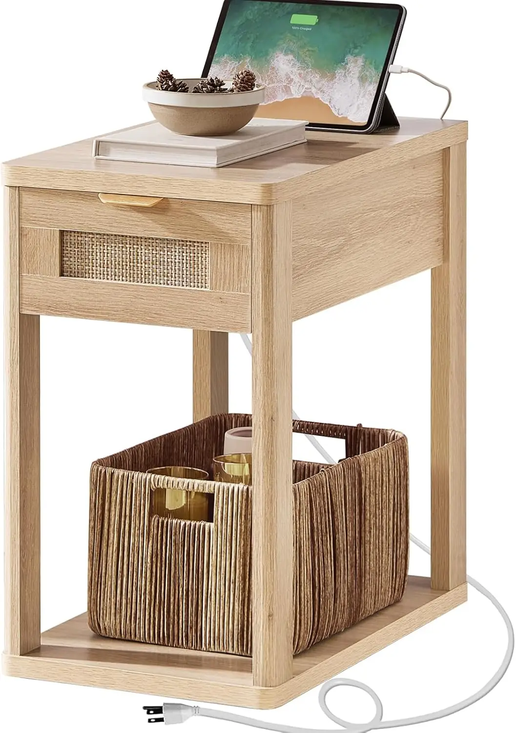 Узкий прикроватный столик с зарядной станцией, 24x14 дюймов, прикроватная тумбочка из ротанга с выдвижным ящиком для хранения, прикроватный столик из натурального дерева
Узкий прикроватный столик с зарядной станцией, 24x14 дюймов, прикроватная тумбочка из ротанга с выдвижным ящиком для хранения, прикроватный столик из натурального дерева