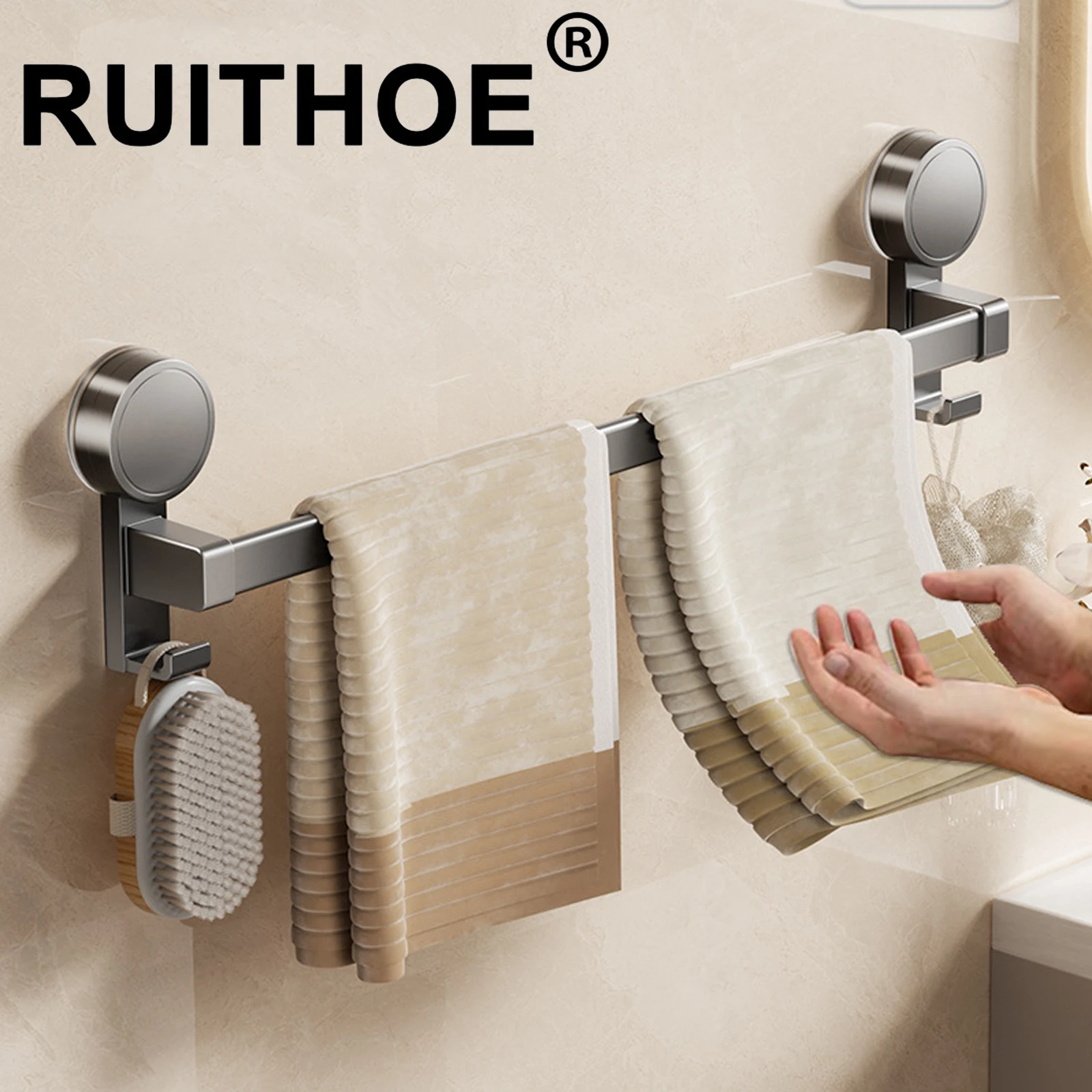 Suction Cup Bathroom Hand Towel Rack Towel Holder Wall Mount No Drill Mount 30/40/50cm Towel Bar Aluminium with Hook
Suction Cup Bathroom Hand Towel Rack Towel Holder Wall Mount No Drill Mount 30/40/50cm Towel Bar Aluminium with Hook
