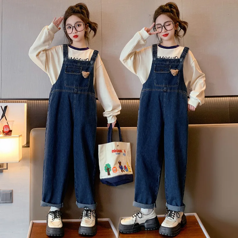 Kids Girls Autumn Sets Letter Printed Round Neck Long Sleeves Top+Solid Denim Pant Baby Girls Sets School Girls Two-piece Sets
Kids Girls Autumn Sets Letter Printed Round Neck Long Sleeves Top+Solid Denim Pant Baby Girls Sets School Girls Two-piece Sets