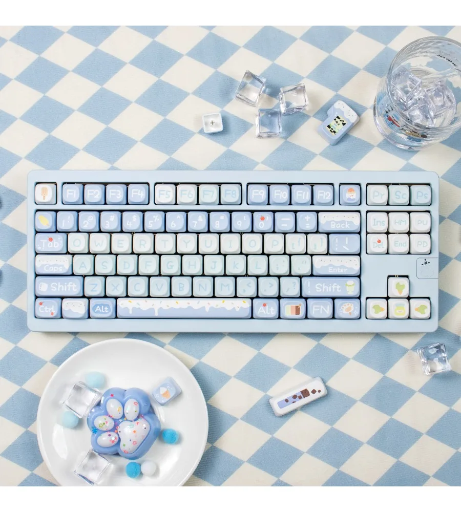 Keycap customization PBT five-sided sublimation suitable for Wooting and other ice cream blue cute mechanical keyboard
Keycap customization PBT five-sided sublimation suitable for Wooting and other ice cream blue cute mechanical keyboard