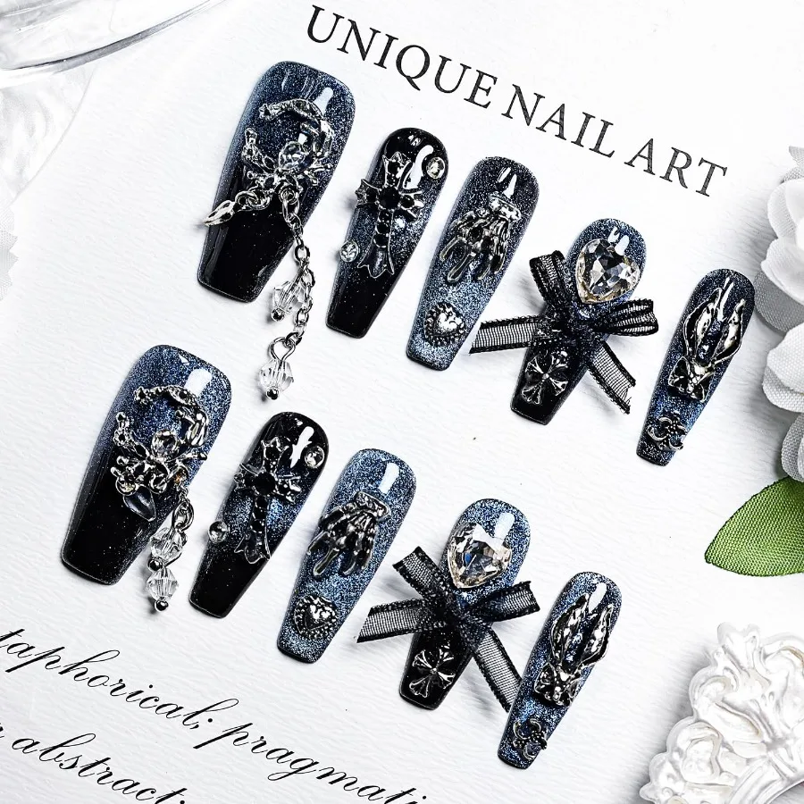 Black and Blue Square Handmade 3D Fake Nail Tips Reusable Fashionable Design for LongLasting Wear Easy to Apply and Create Exqu
Black and Blue Square Handmade 3D Fake Nail Tips Reusable Fashionable Design for LongLasting Wear Easy to Apply and Create Exqu