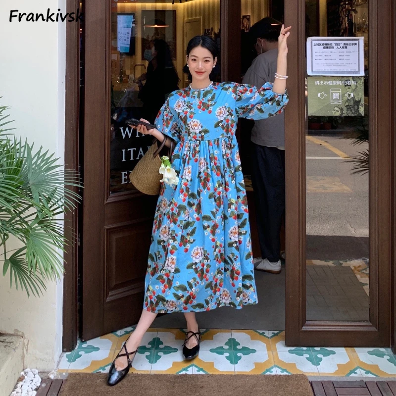 Women Dresses Designer Elegant All-match Floral Printed Summer Casual Loose O-neck Vintage Creativity Aesthetic Korean Style Ins
Women Dresses Designer Elegant All-match Floral Printed Summer Casual Loose O-neck Vintage Creativity Aesthetic Korean Style Ins