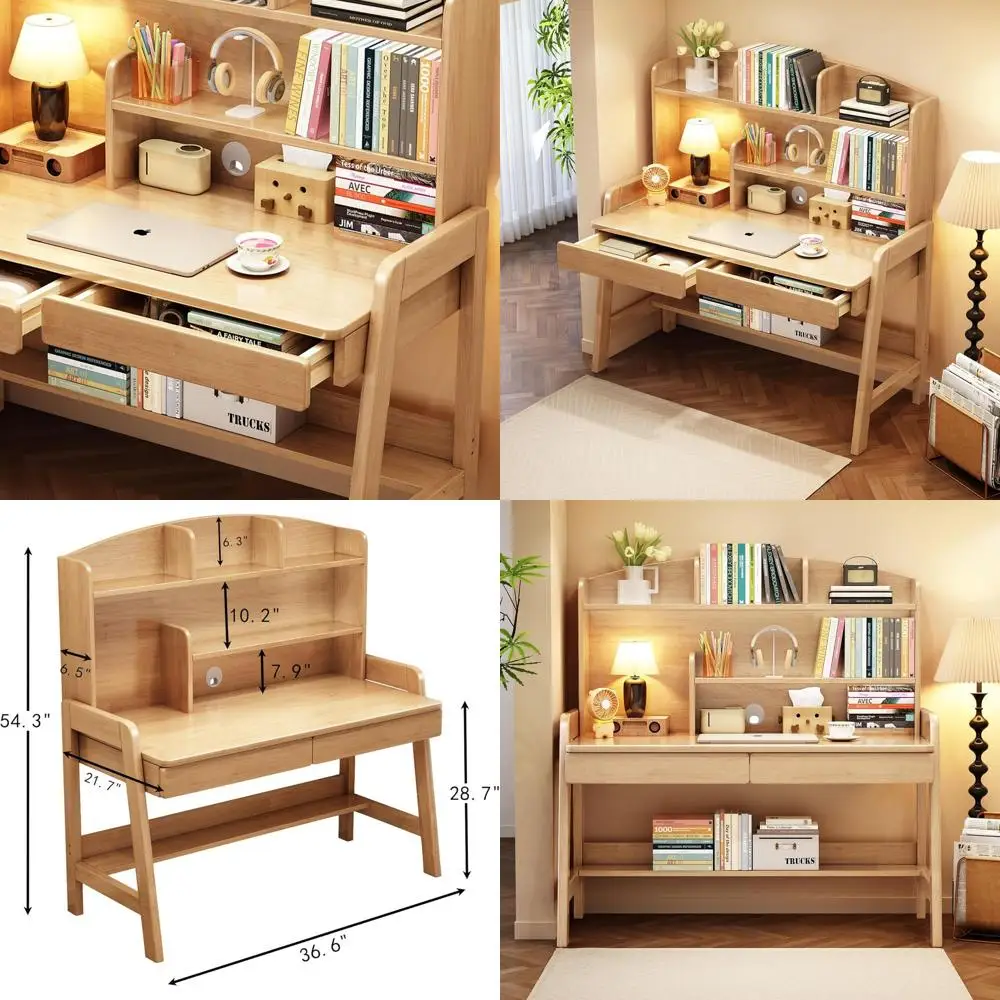 Natural Wood Children's Study Desk with Storage and Bookshelf for Learning and Computer Use
Natural Wood Children's Study Desk with Storage and Bookshelf for Learning and Computer Use