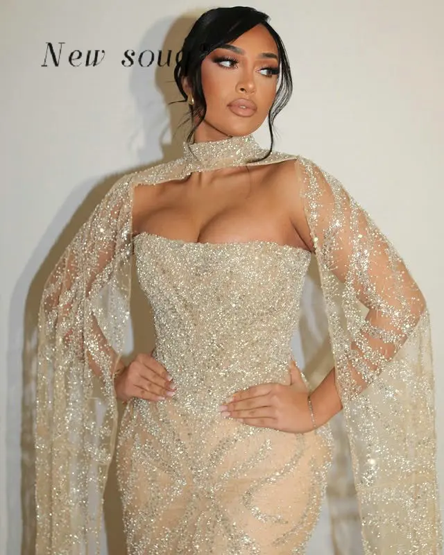 Вечерние платья русалки телесного цвета без бретелек со съемной накидкой, элегантные арабские платья для свадебной вечеринки, вечерние платья по индивидуальному заказу
Вечерние платья русалки телесного цвета без бретелек со съемной накидкой, элегантные арабские платья для свадебной вечеринки, вечерние платья по индивидуальному заказу