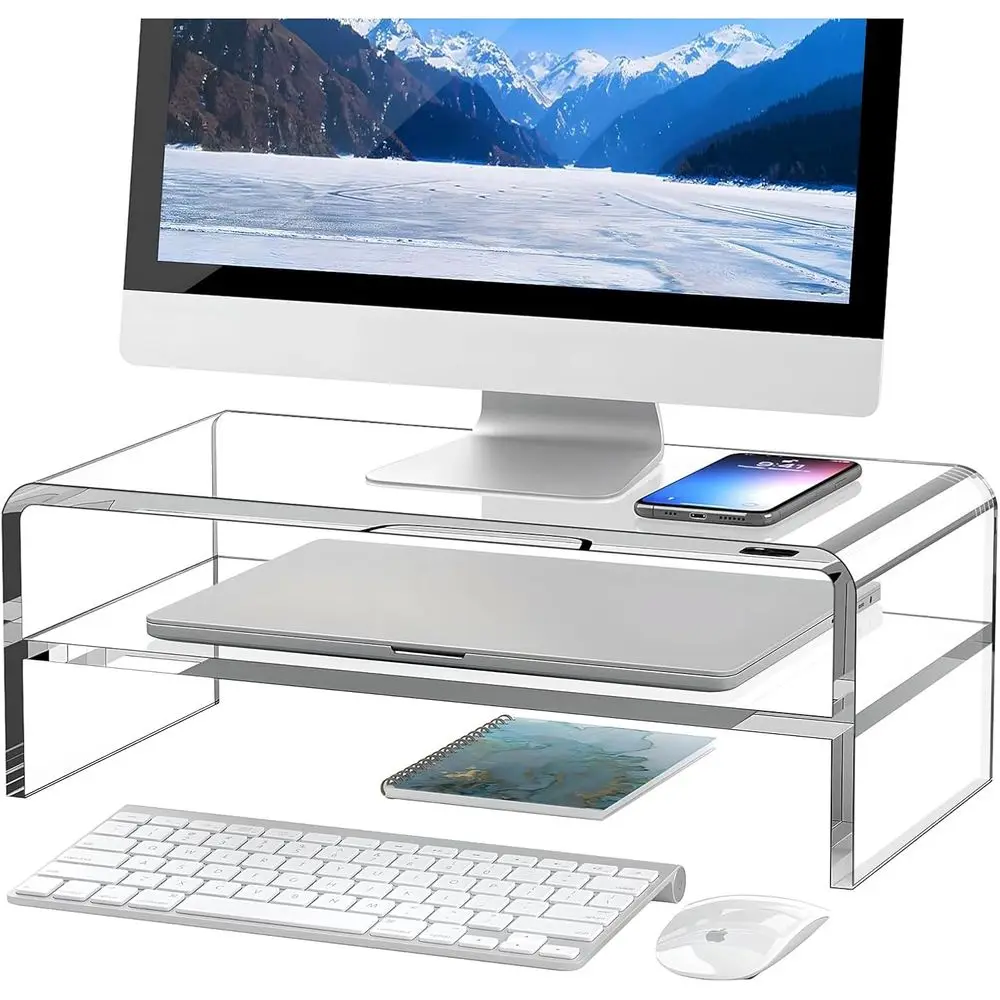 Clear Acrylic Monitor Stand Riser 2 Tier, 5.12 Inches High Computer Desk Organizer Shelf for Multimedia PC Storage Laptop
Clear Acrylic Monitor Stand Riser 2 Tier, 5.12 Inches High Computer Desk Organizer Shelf for Multimedia PC Storage Laptop
