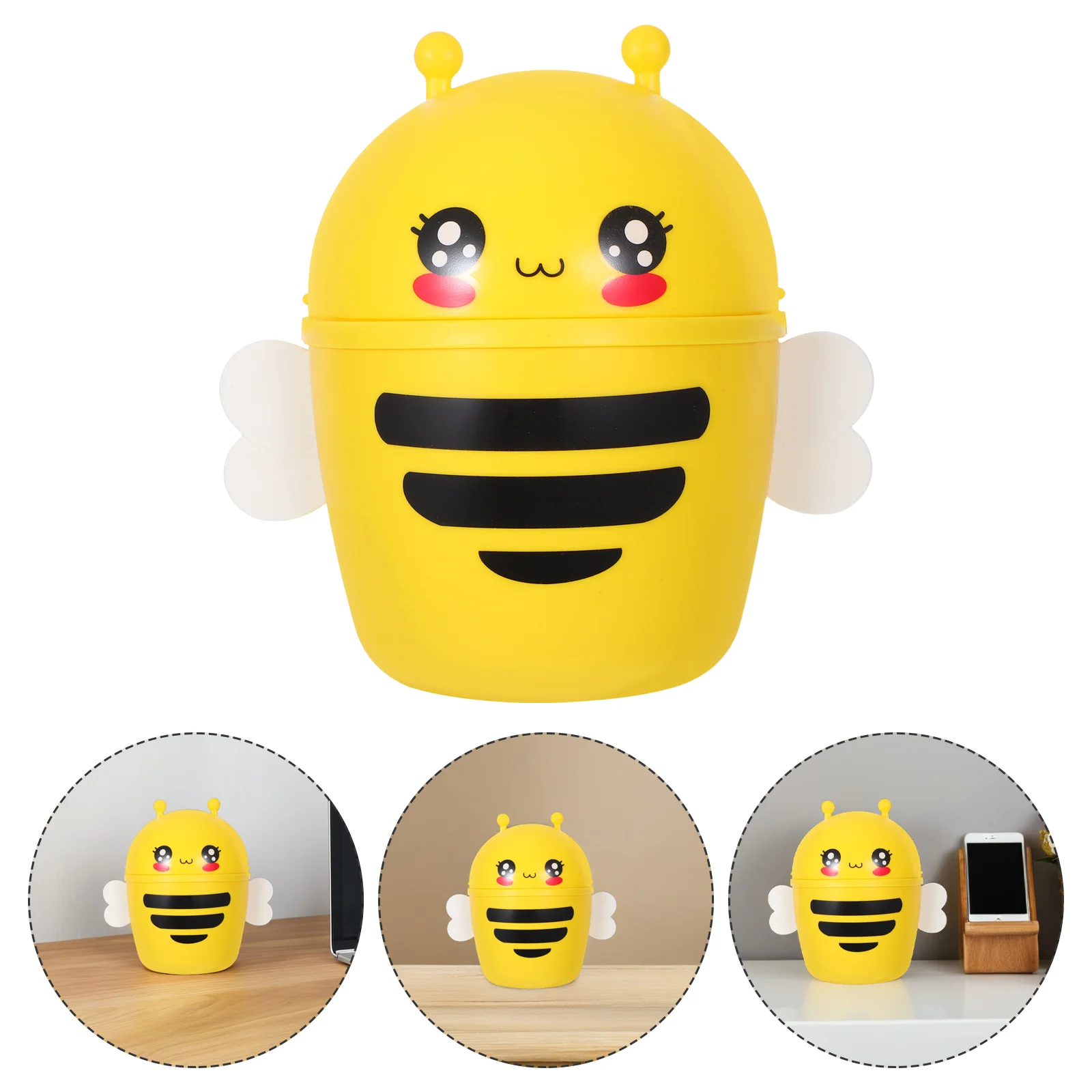 Type Mini Trash Can Yellow Desktop Office Bucket Cartoon Bee Design Easy Open Convenient Storage for Tissues Wastepaper
Type Mini Trash Can Yellow Desktop Office Bucket Cartoon Bee Design Easy Open Convenient Storage for Tissues Wastepaper
