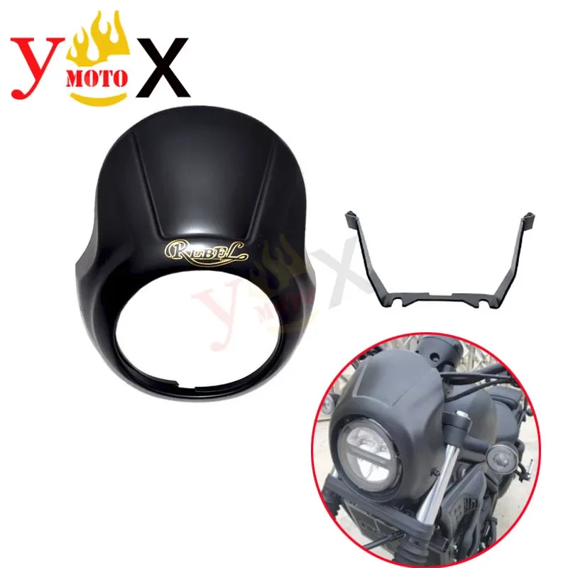 Matte Black Motorcycle Headlight Fairing Cowl Cover Mask Protection W/ Bracket Support For Honda Rebel CMX500 CMX300 2017-2021
Matte Black Motorcycle Headlight Fairing Cowl Cover Mask Protection W/ Bracket Support For Honda Rebel CMX500 CMX300 2017-2021