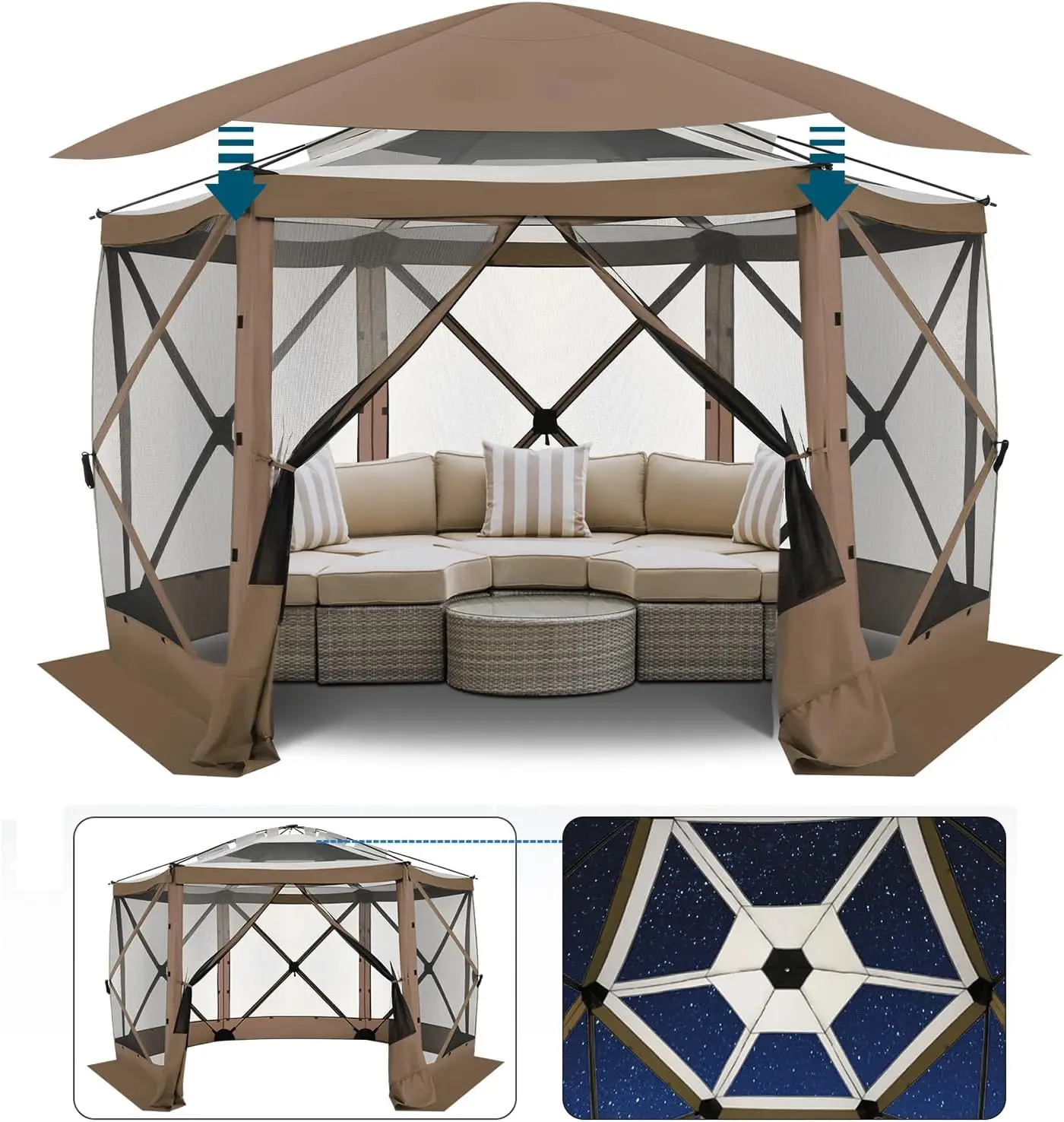 COBlZl Pop Up Gazebo 12x12 Screen House Tent for Camping Outdoor Instant Stargazing Gazebo Canopy with Awning 2.0 Portable Hub T
COBlZl Pop Up Gazebo 12x12 Screen House Tent for Camping Outdoor Instant Stargazing Gazebo Canopy with Awning 2.0 Portable Hub T