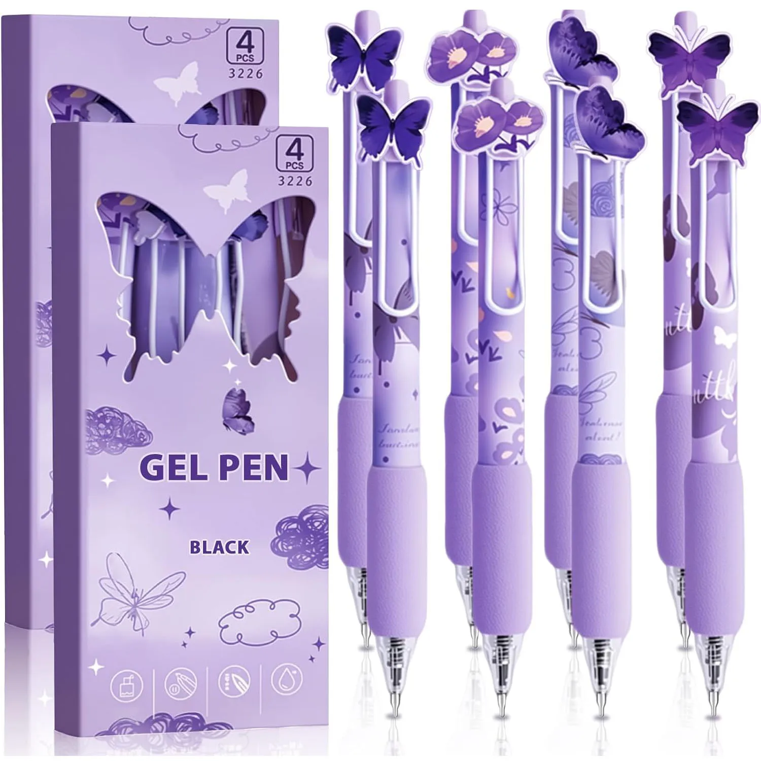 8 Pcs Purple Butterfly Pens Cute Retractable Gel Pens 0.5mm Black Ink Writing Pen for Women Men Pen Butterfly School Supplies
8 Pcs Purple Butterfly Pens Cute Retractable Gel Pens 0.5mm Black Ink Writing Pen for Women Men Pen Butterfly School Supplies